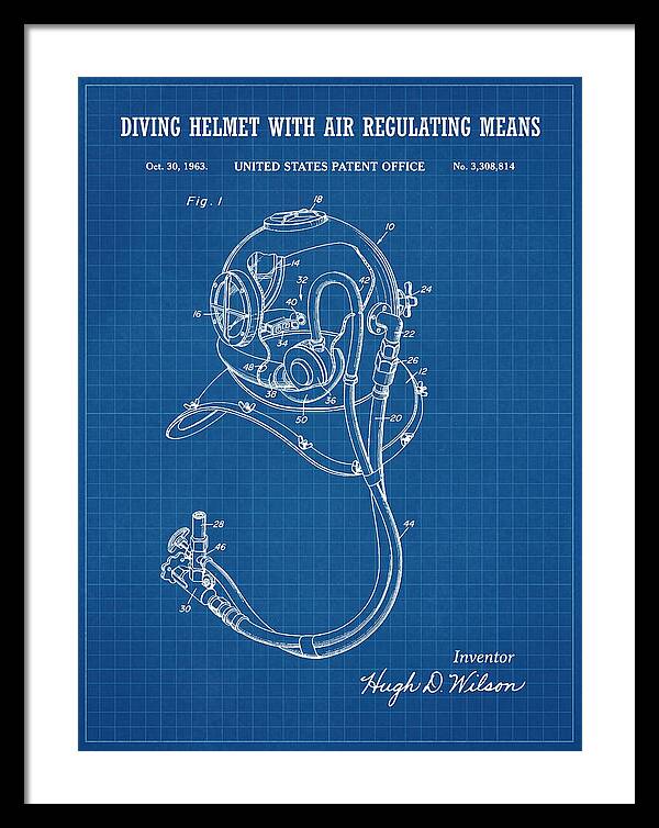 Diving Helmet With Air Regulating Means Blueprint Patent Us3308814a