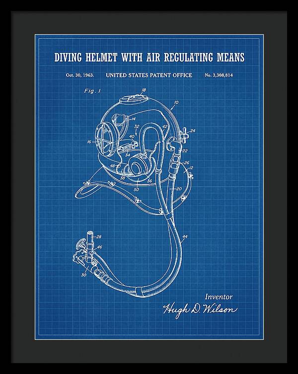 Diving Helmet With Air Regulating Means Blueprint Patent Us3308814a