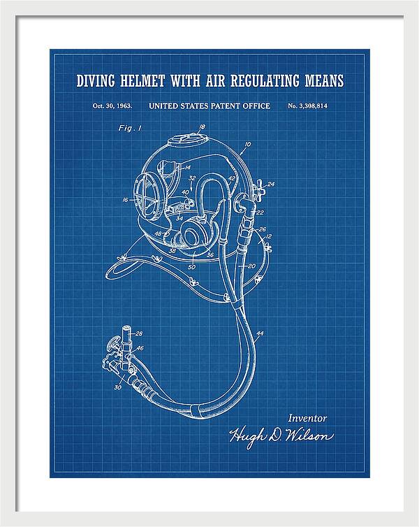 Diving Helmet With Air Regulating Means Blueprint Patent Us3308814a