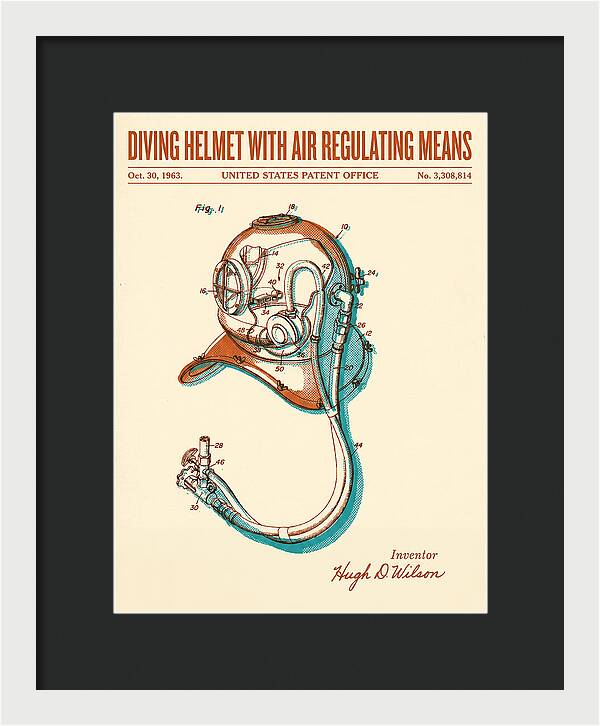 Diving Helmet With Air Regulating Means Retro Patent Us3308814a