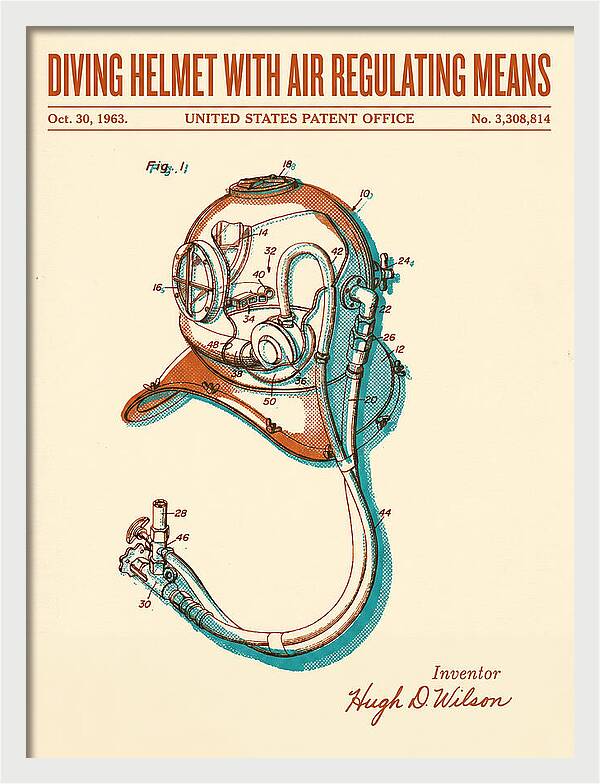 Diving Helmet With Air Regulating Means Retro Patent Us3308814a