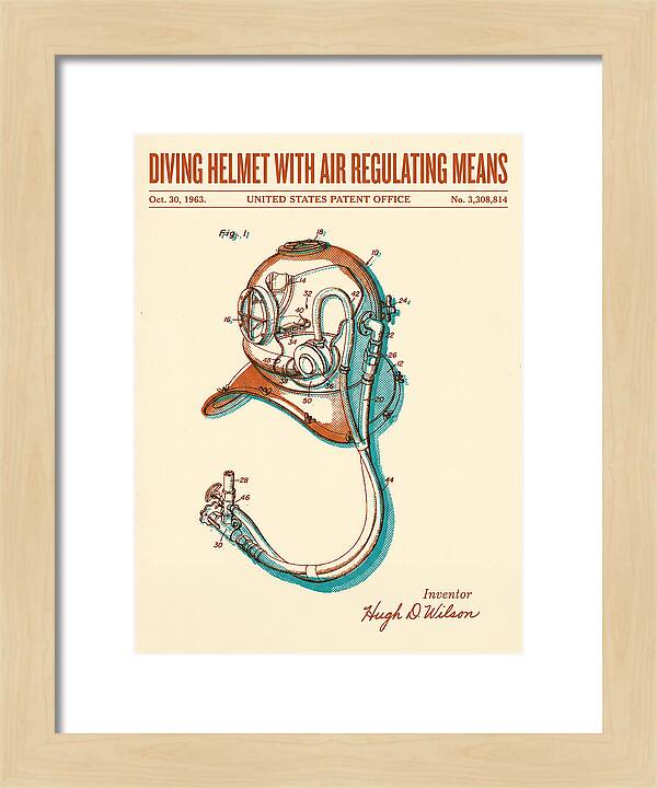 Diving Helmet With Air Regulating Means Retro Patent Us3308814a