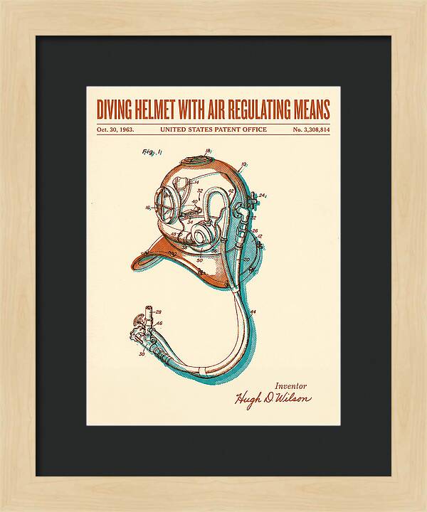 Diving Helmet With Air Regulating Means Retro Patent Us3308814a