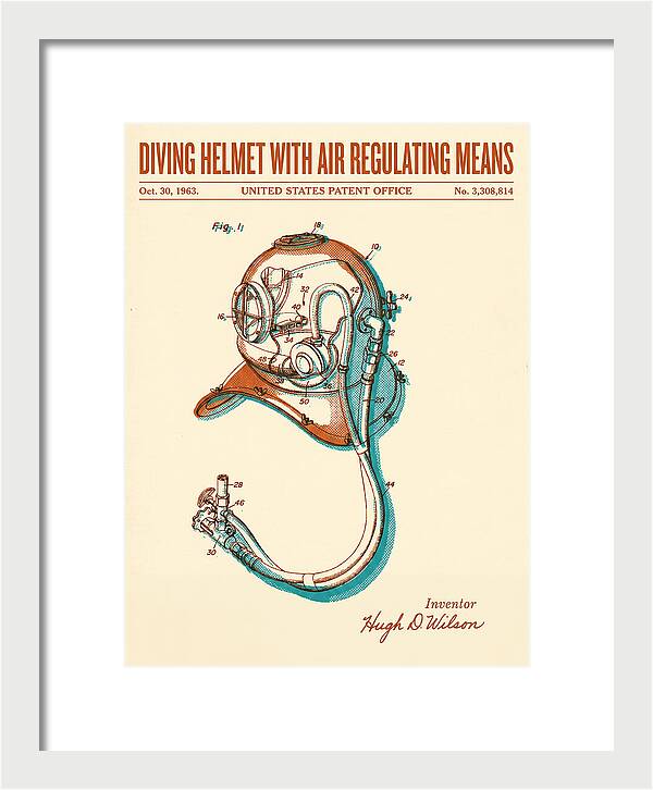 Diving Helmet With Air Regulating Means Retro Patent Us3308814a