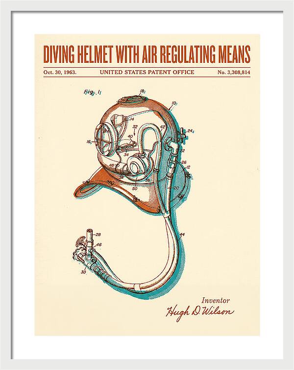 Diving Helmet With Air Regulating Means Retro Patent Us3308814a