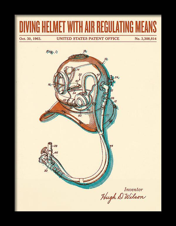 Diving Helmet With Air Regulating Means Retro Patent Us3308814a