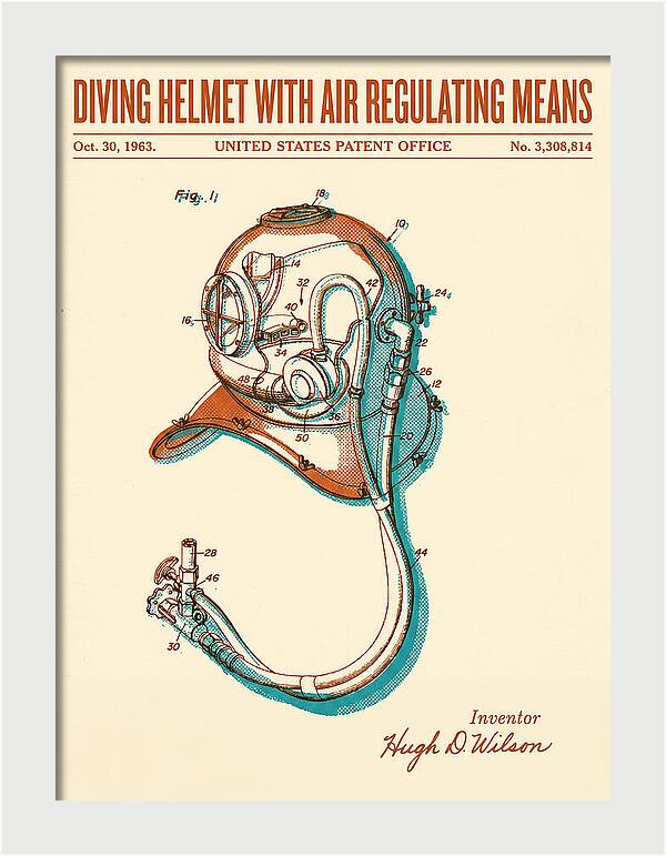 Diving Helmet With Air Regulating Means Retro Patent Us3308814a