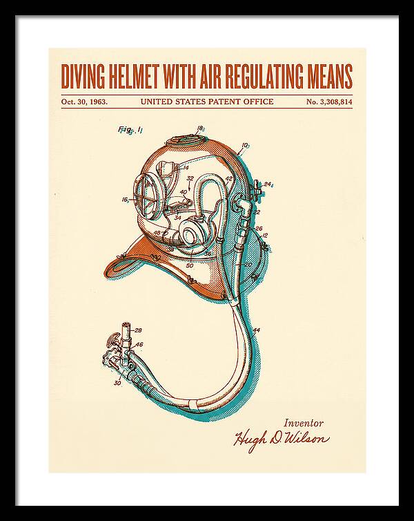 Diving Helmet With Air Regulating Means Retro Patent Us3308814a