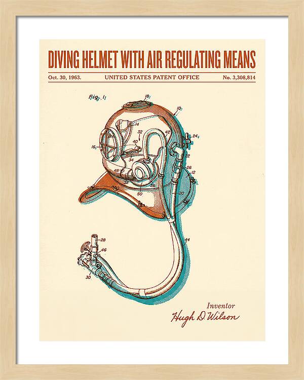 Diving Helmet With Air Regulating Means Retro Patent Us3308814a
