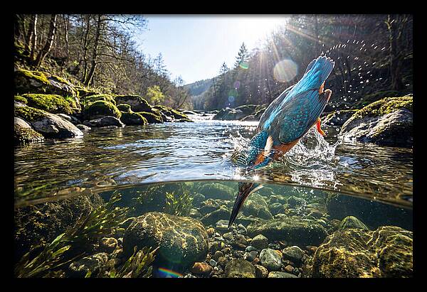 Diving Kingfisher In Action