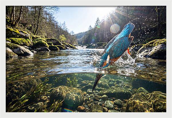 Diving Kingfisher In Action