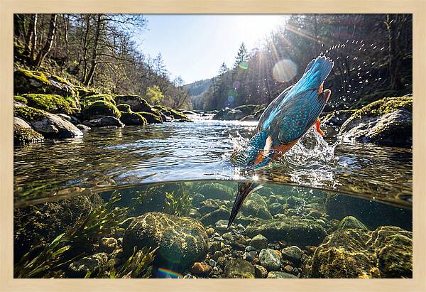 Diving Kingfisher In Action