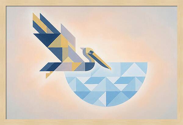 Diving Pelican In Blue Water