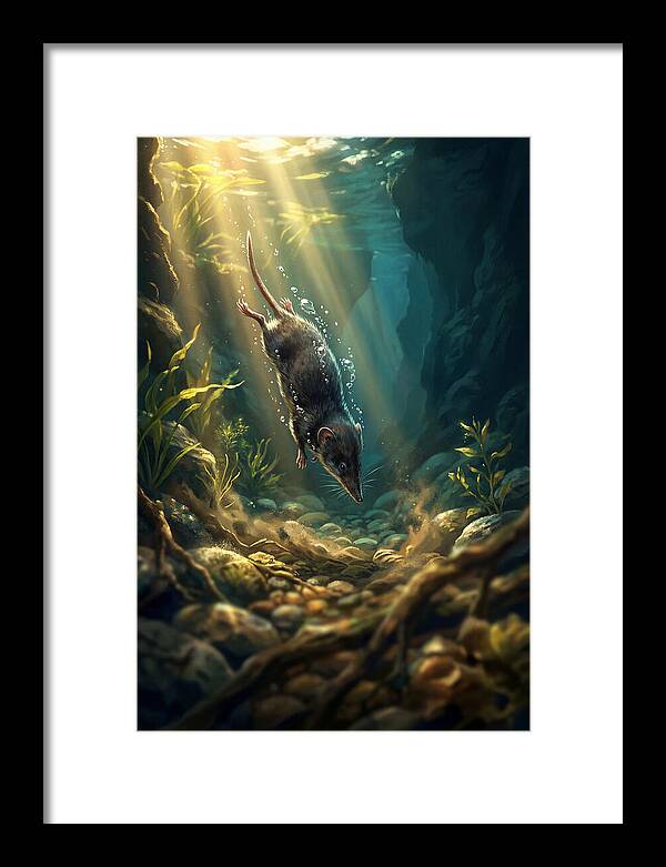 Diving Water Shrew In Stream
