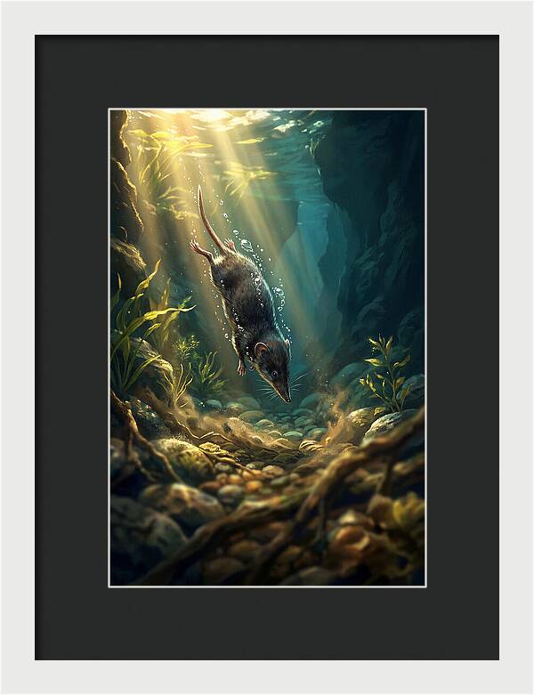 Diving Water Shrew In Stream
