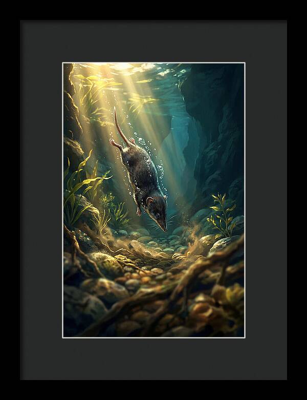 Diving Water Shrew In Stream