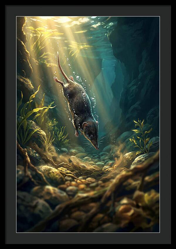 Diving Water Shrew In Stream