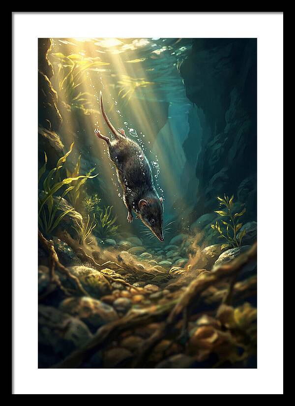 Diving Water Shrew In Stream