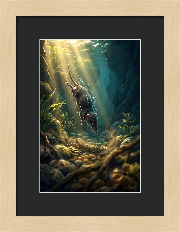Diving Water Shrew In Stream