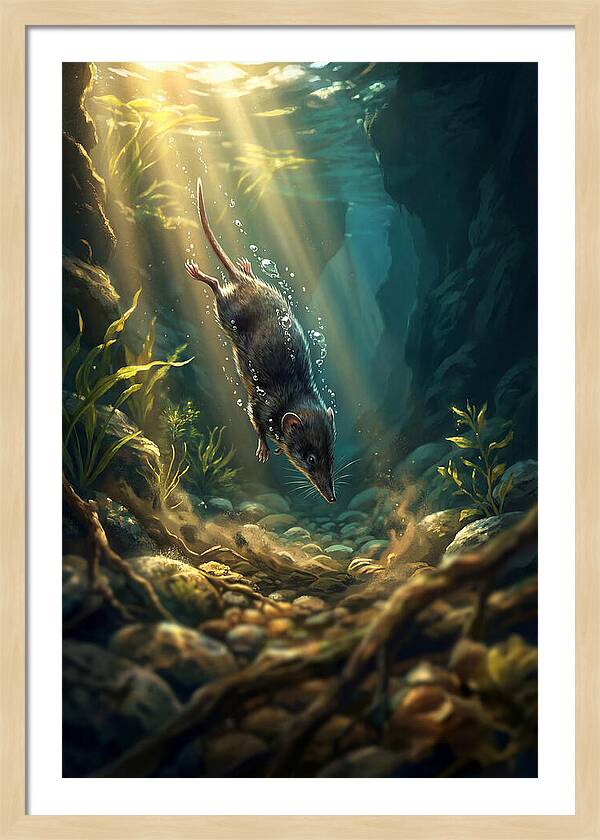 Diving Water Shrew In Stream