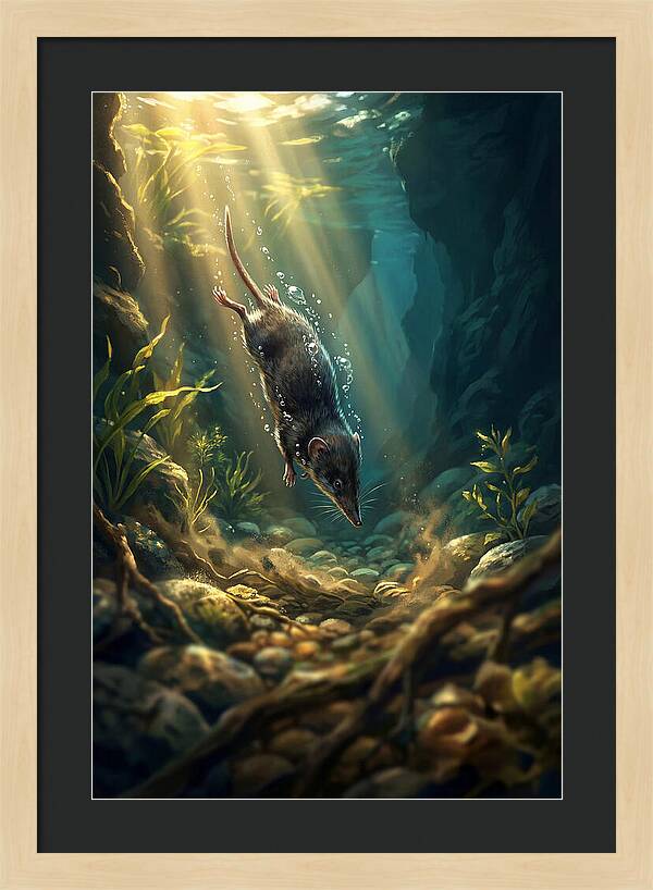 Diving Water Shrew In Stream