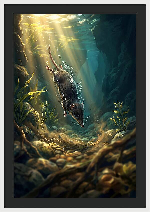 Diving Water Shrew In Stream