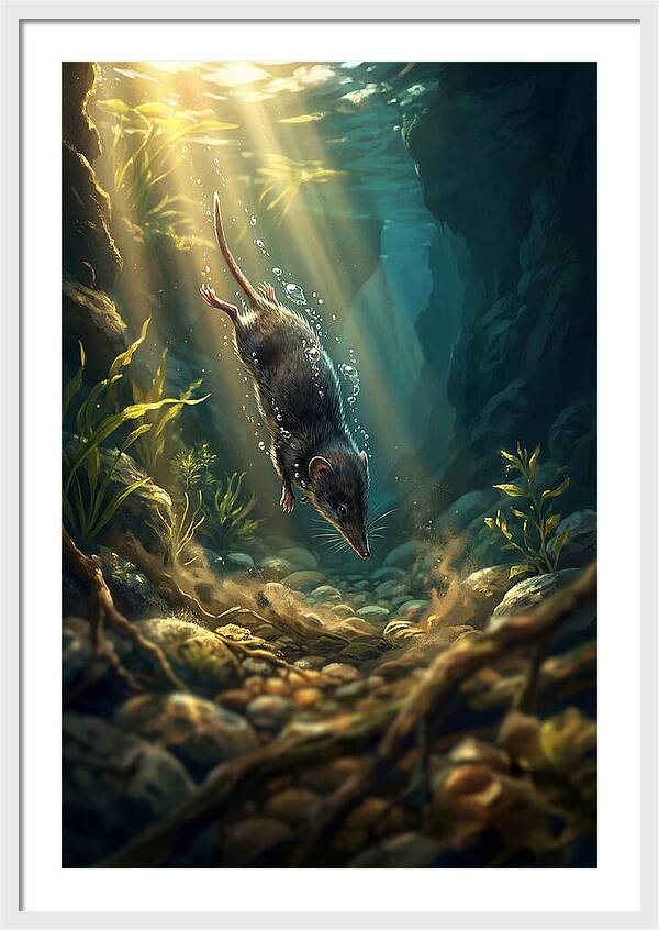 Diving Water Shrew In Stream