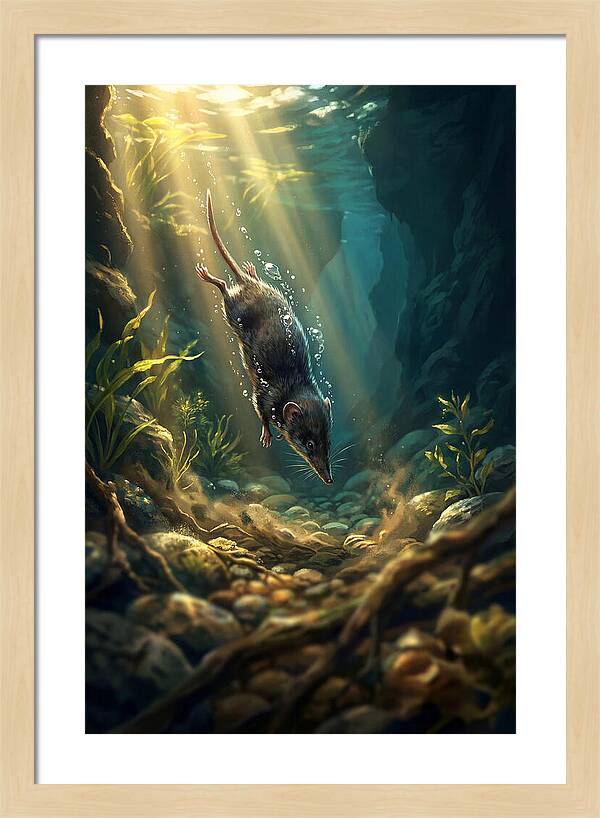Diving Water Shrew In Stream