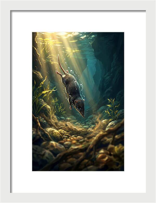 Diving Water Shrew In Stream