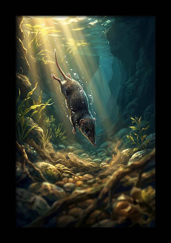 Diving Water Shrew In Stream