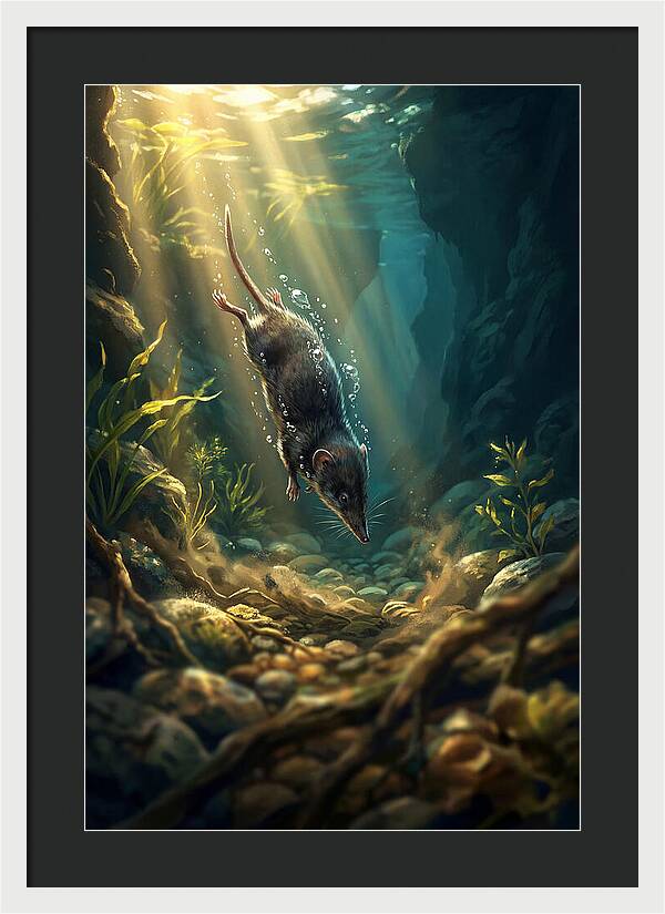 Diving Water Shrew In Stream