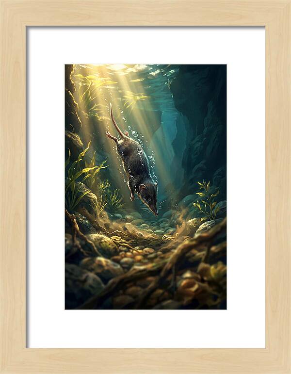 Diving Water Shrew In Stream