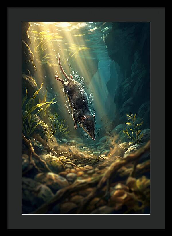 Diving Water Shrew In Stream