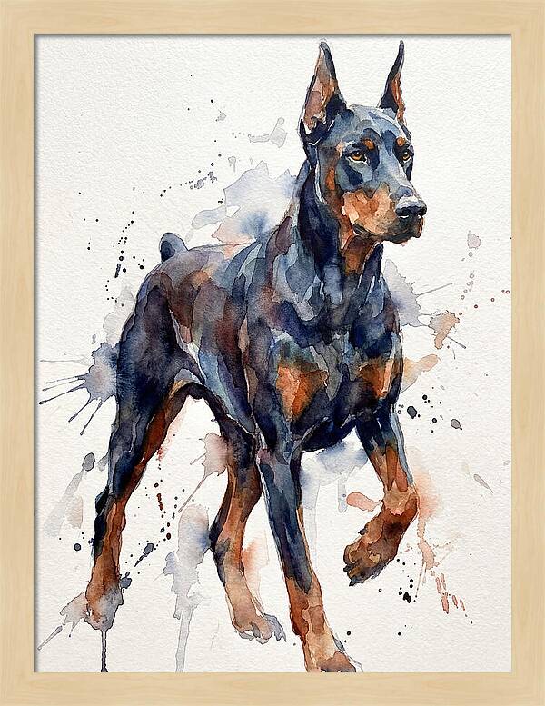 Doberman In Watercolor Splendor