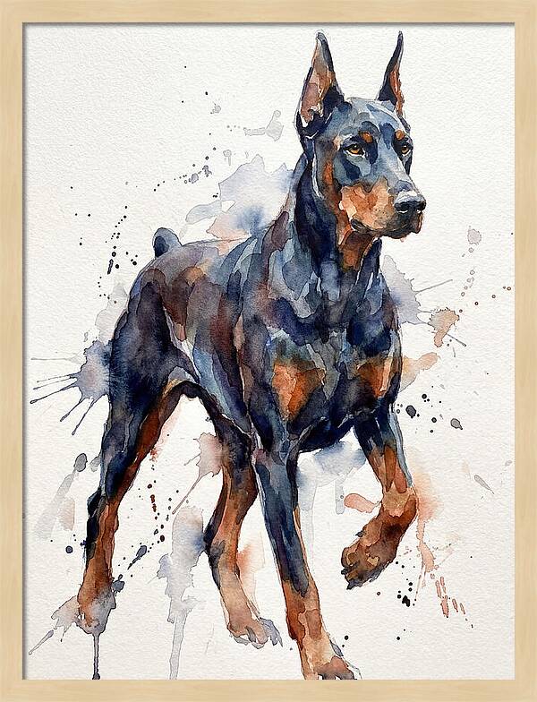 Doberman In Watercolor Splendor