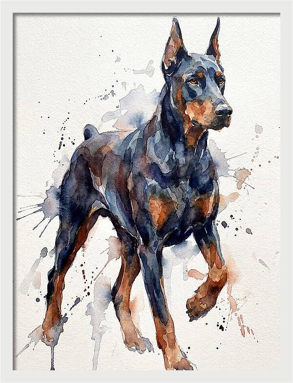 Doberman In Watercolor Splendor