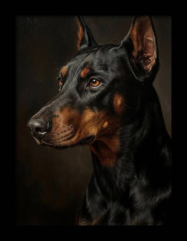 Doberman Portrait In Realism
