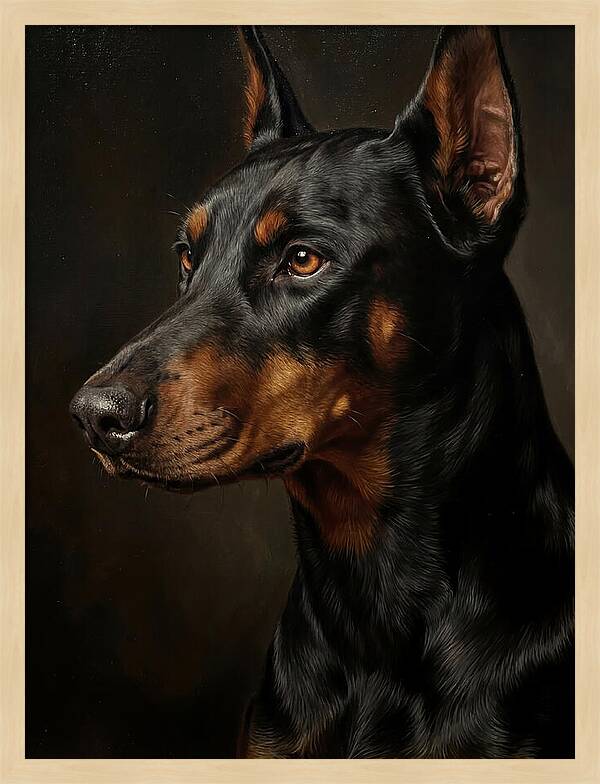 Doberman Portrait In Realism