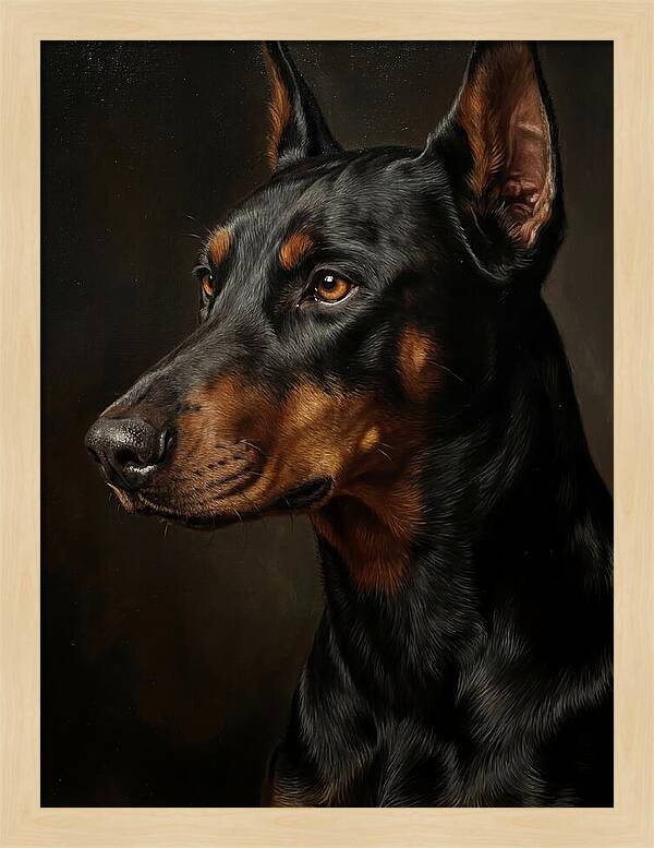 Doberman Portrait In Realism