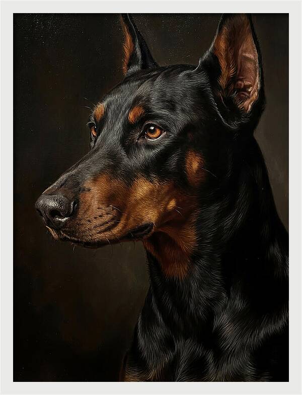 Doberman Portrait In Realism