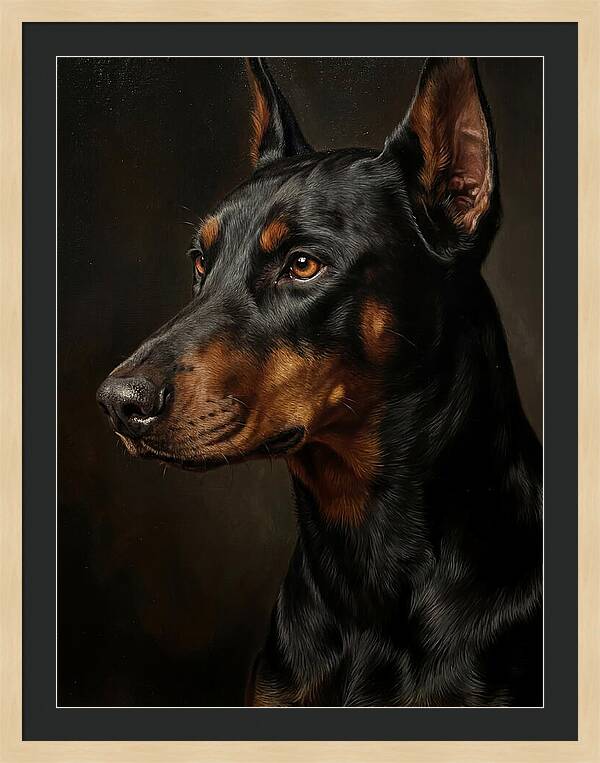 Doberman Portrait In Realism