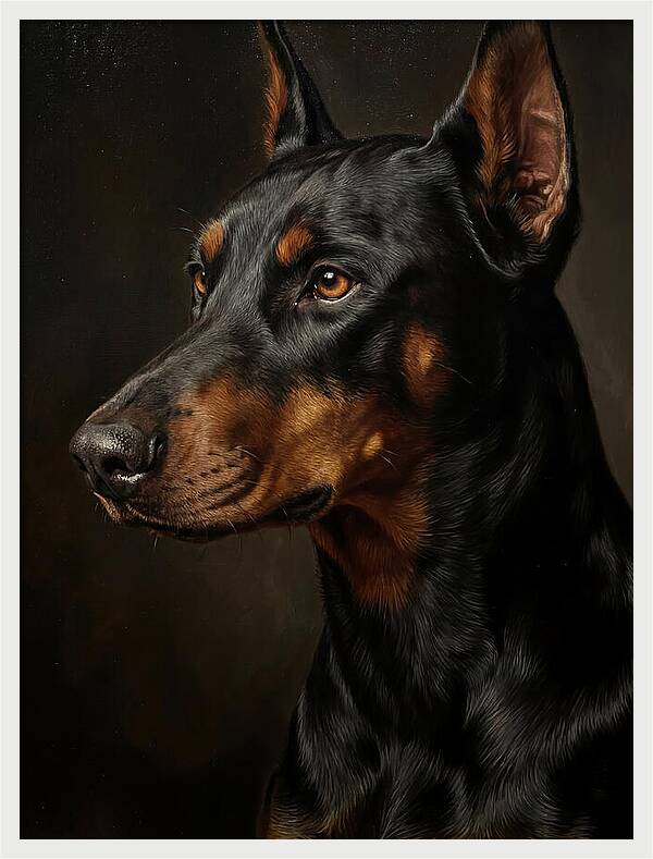 Doberman Portrait In Realism