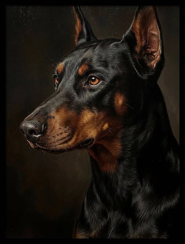 Doberman Portrait In Realism