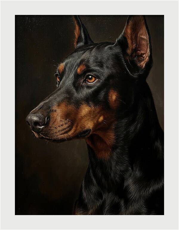 Doberman Portrait In Realism