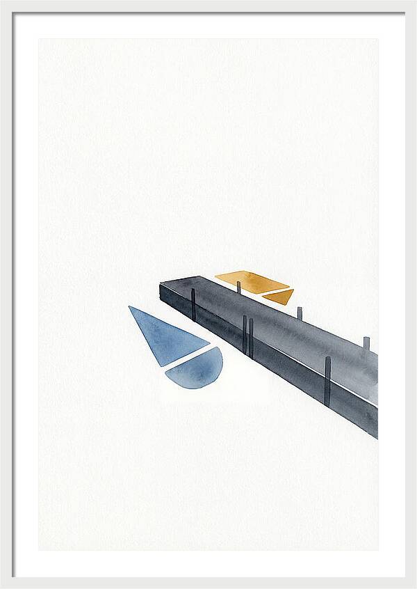 Docked Boats In Minimalist Style