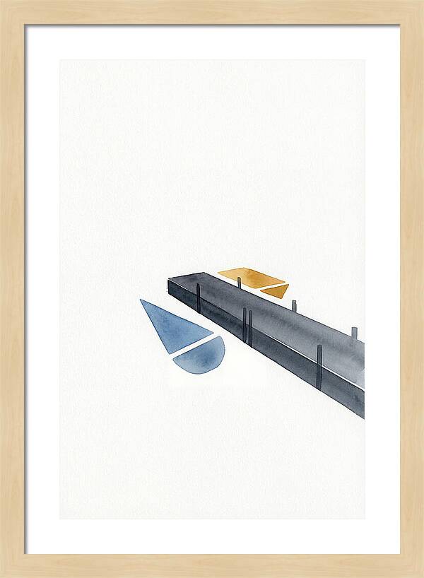 Docked Boats In Minimalist Style