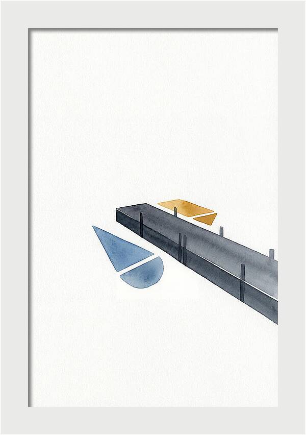 Docked Boats In Minimalist Style