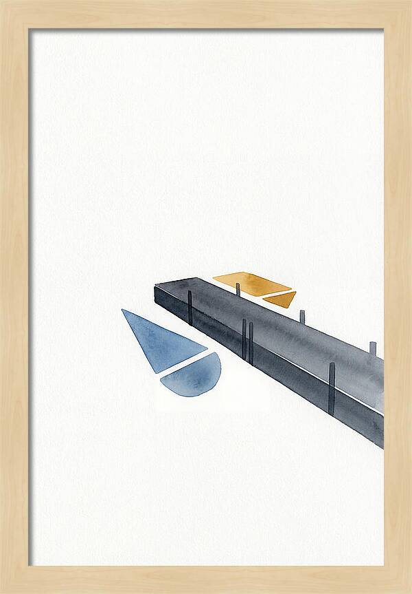 Docked Boats In Minimalist Style