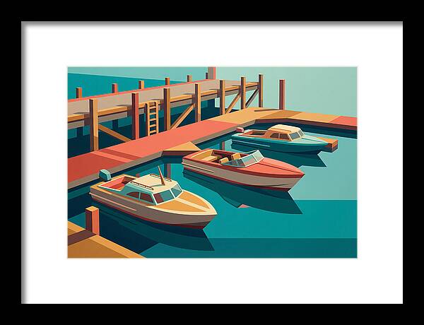 Docked Boats In Vibrant Colors