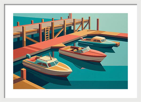 Docked Boats In Vibrant Colors